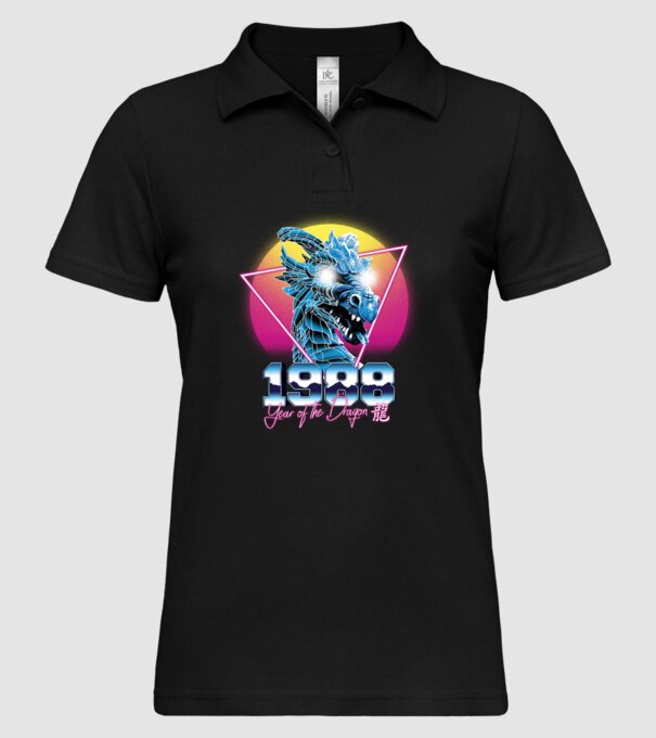 1988 Year of the Dragon model negru pe tricou