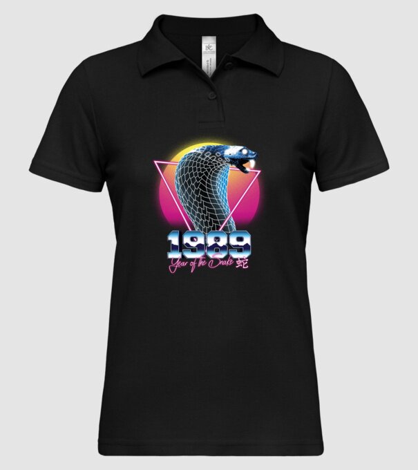 1989 Year of the Snake model negru pe tricou