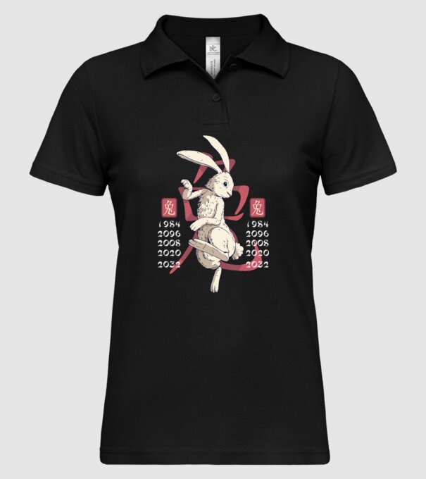 Year of the Rabbit model negru pe tricou