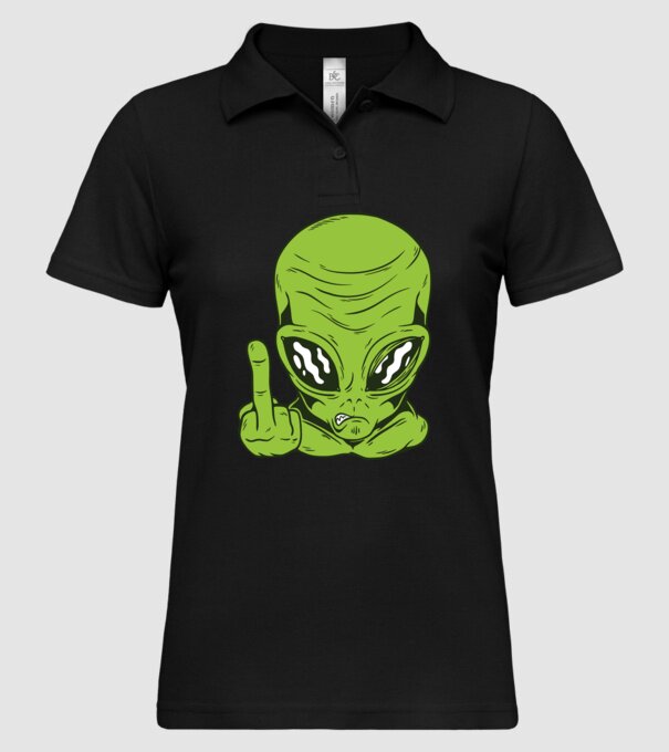Alien arată degetul model negru pe tricou