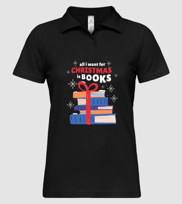 All I want for Christmas is Books tricou cu cărți model negru pe tricou