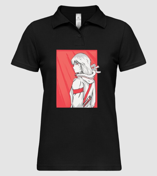 Anime fată Războinic model negru pe tricou