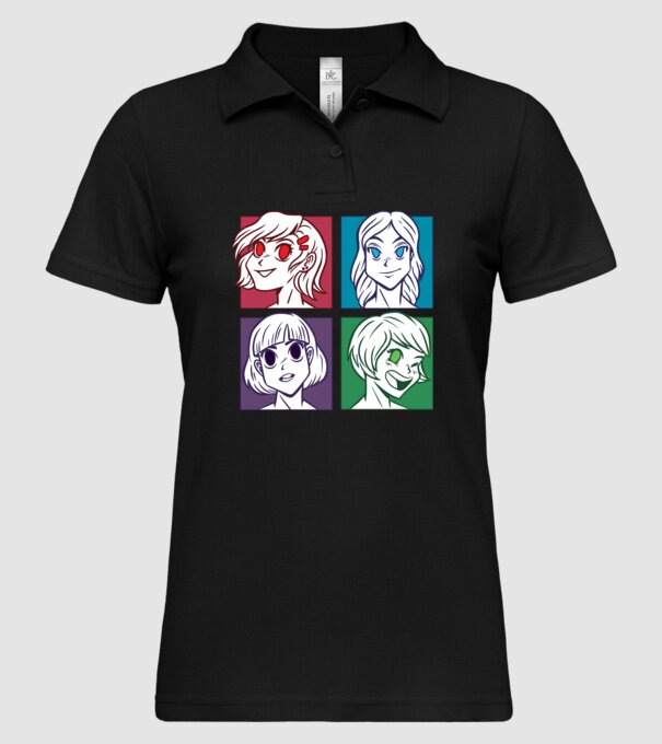 Fețe Anime fată Pop Art model negru pe tricou