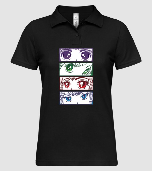 Anime ochi de fată Pop Art model negru pe tricou