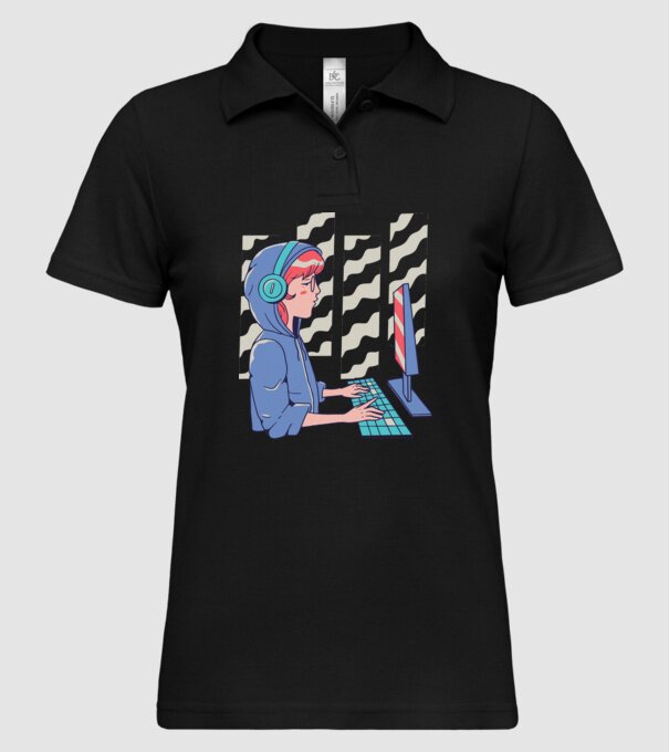 Anime Programator fată model negru pe tricou