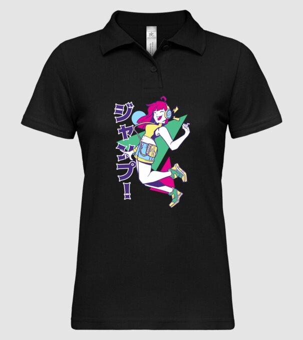 Anime fată retro model negru pe tricou