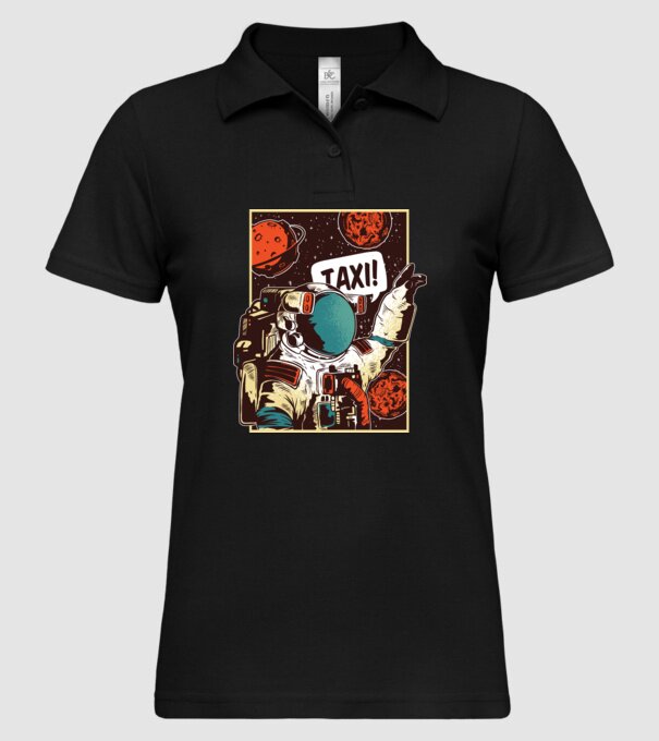 Astronaut Taxi model negru pe tricou