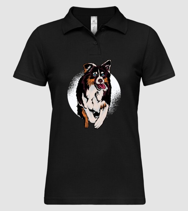Câine ciobănesc Australian model negru pe tricou