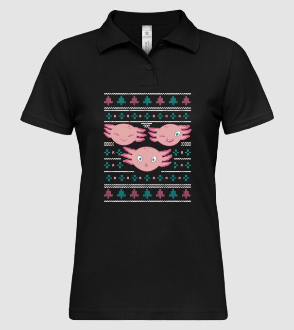 Pulover urât Axolotl model negru pe tricou