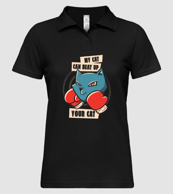 Pisicuța mea bate pisicuța ta model negru pe tricou