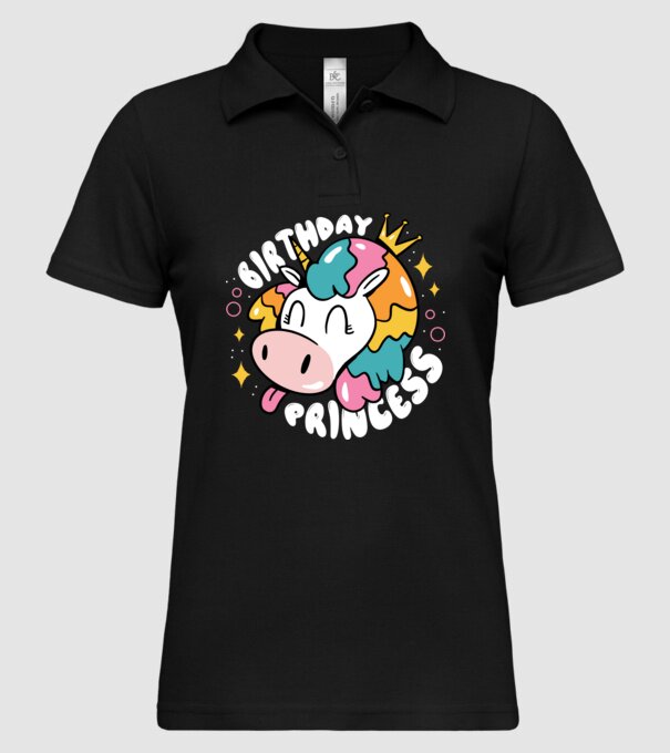 Birthday Princess Unicorn model negru pe tricou