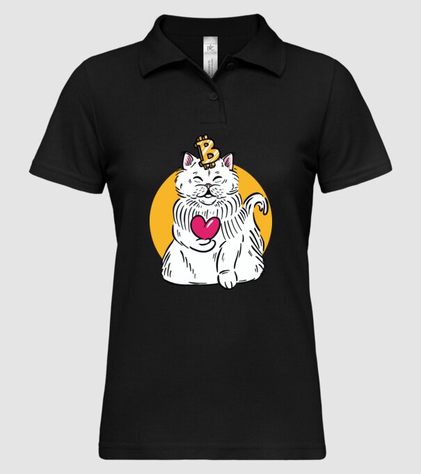 Pisică Bitcoin model negru pe tricou