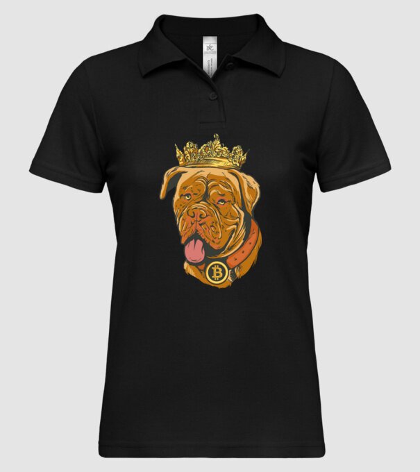 Câine Bitcoin model negru pe tricou