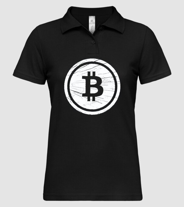 Bitcoin logo model negru pe tricou