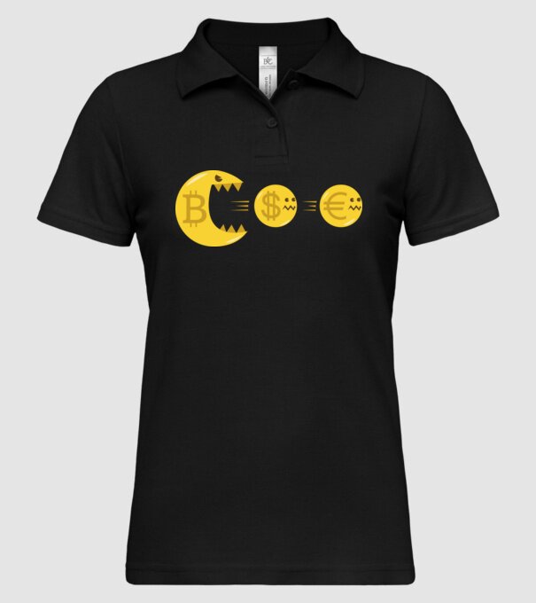 Bitcoin Pacman model negru pe tricou