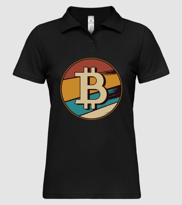 Bitcoin retro model negru pe tricou
