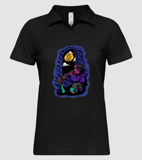 Bitcoin to the moon model negru pe tricou