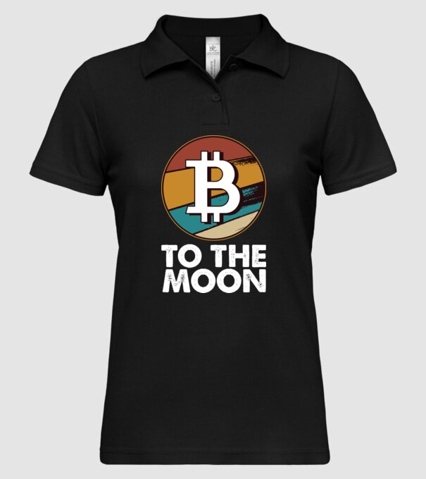 Bitcoin to the moon model negru pe tricou