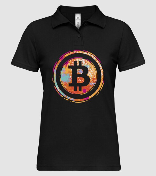 Bitcoin Watercolor model negru pe tricou