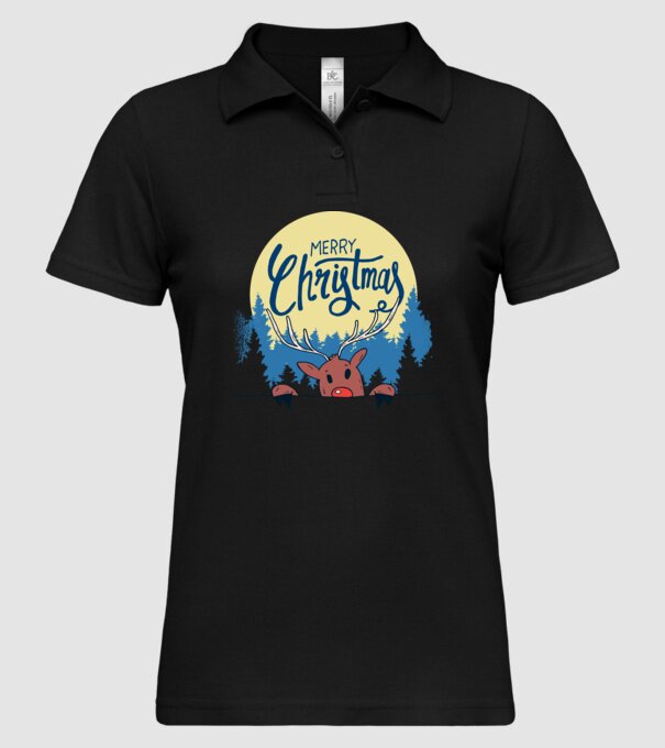 Crăciun Fericit Moș Crăciun cu ren model negru pe tricou