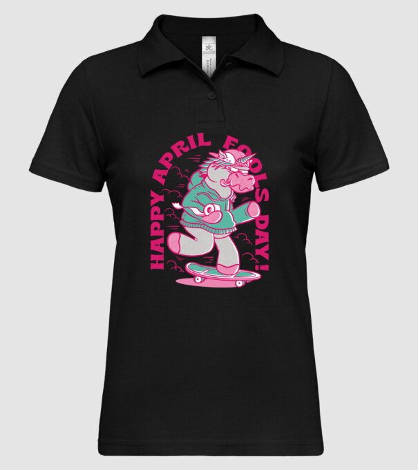 Ziua proștilor Unicorn model negru pe tricou