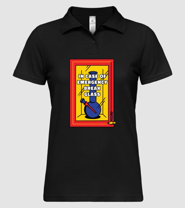 Bong pentru situații de urgență model negru pe tricou