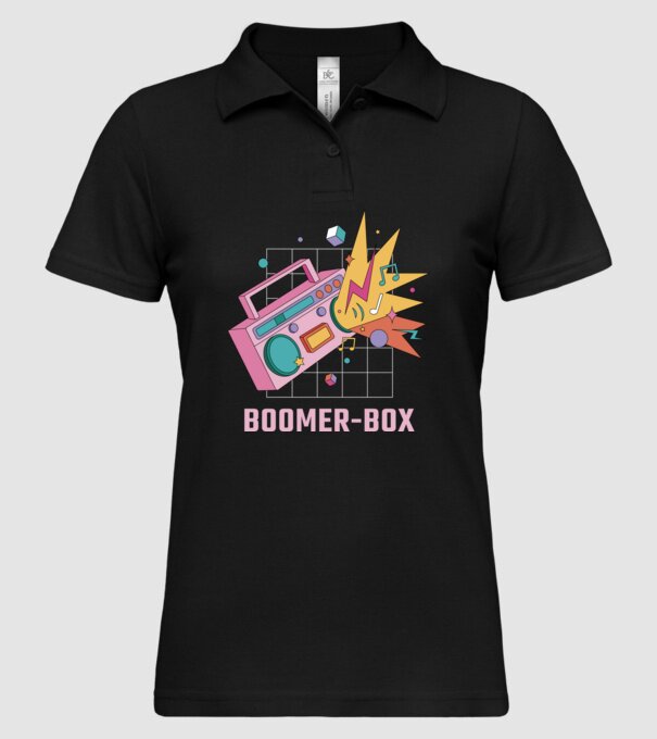 Boomer Box Magnetofon Retro model negru pe tricou