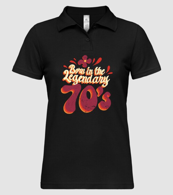 'Born in the Legendary 70''s' model negru pe tricou