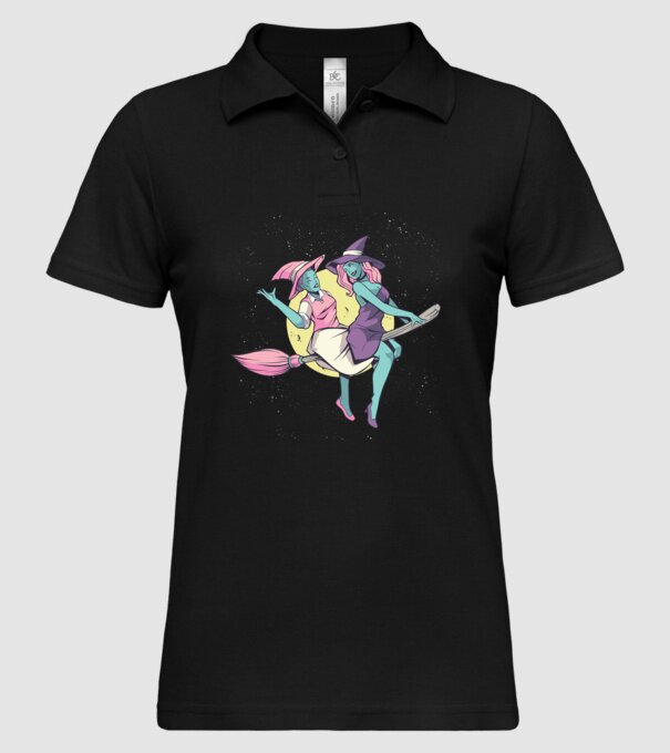 Vrăjitoare în spațiu model negru pe tricou