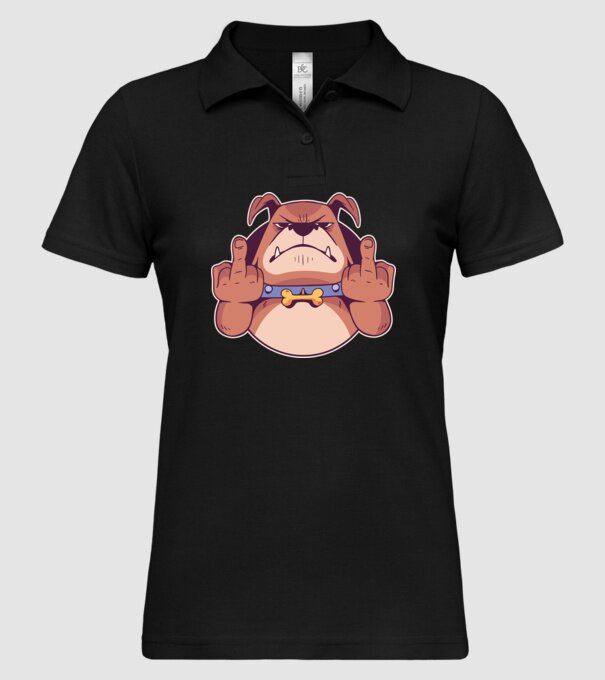Bulldog arată degetul model negru pe tricou