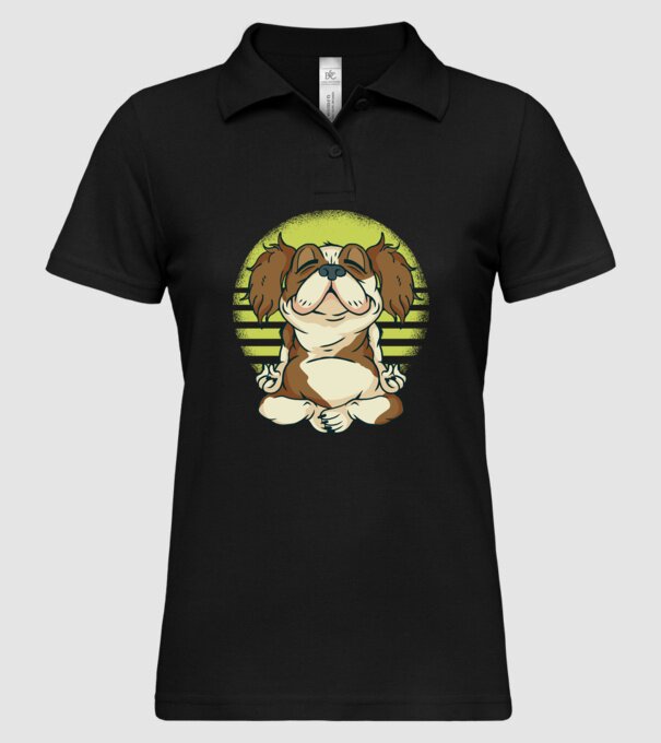 Cavalier King Spaniel Yoga model negru pe tricou