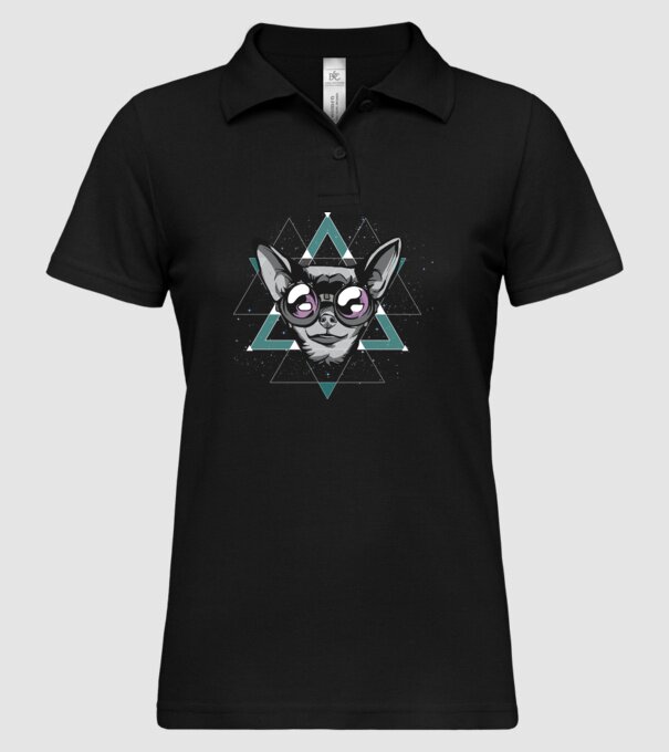 Tricou cu Câine Chihuahua model negru pe tricou