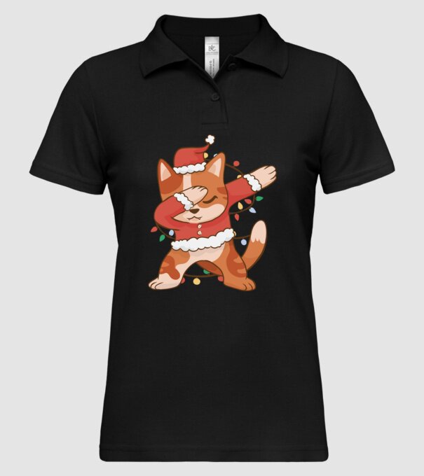 Pisică Crăciun DAB model negru pe tricou