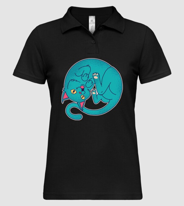 Postură Pisică model negru pe tricou