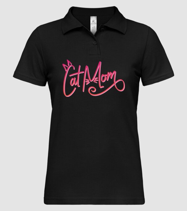 Mamă cu pisică model negru pe tricou