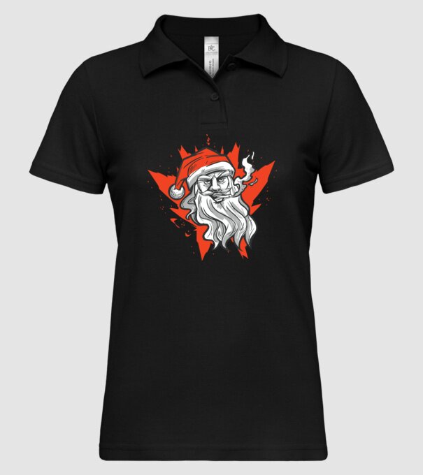 Moș Crăciun Fumător model negru pe tricou