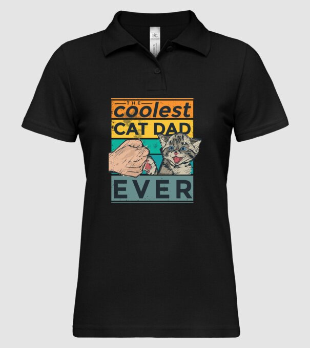 Coolest Cat Dad Ever - Cel mai tare tată cu pisică model negru pe tricou