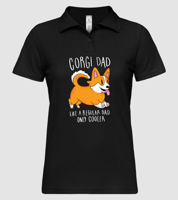Tată de Corgi model negru pe tricou