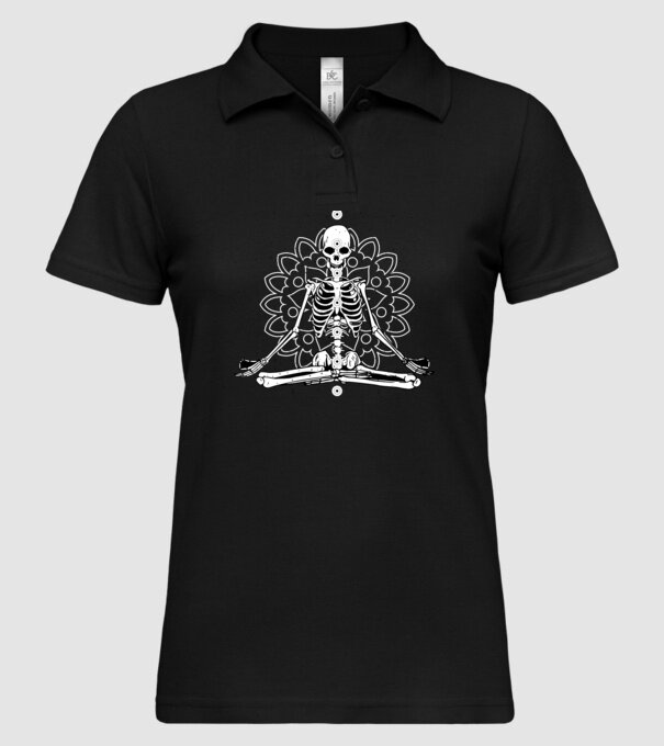 Schelet Yoga model negru pe tricou