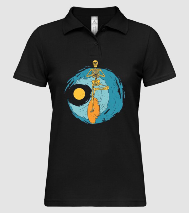 Schelet Surfer model negru pe tricou