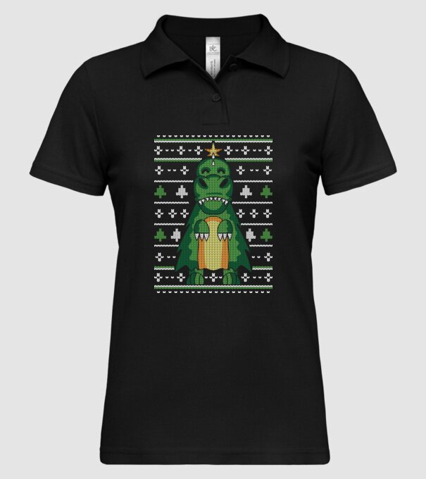 T-rex cu pulovăr urât model negru pe tricou