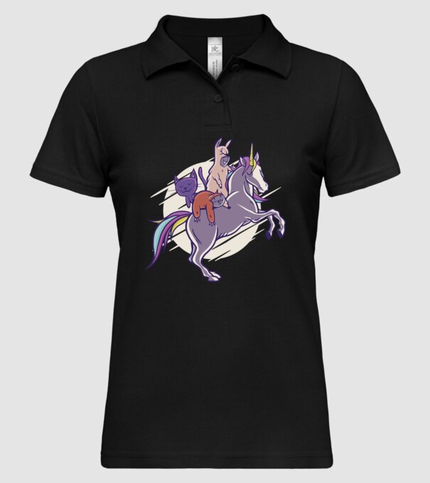 Animale drăguțe pe Unicorn model negru pe tricou