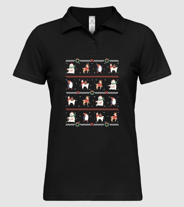 Pulover urât cu Animale drăguțe model negru pe tricou