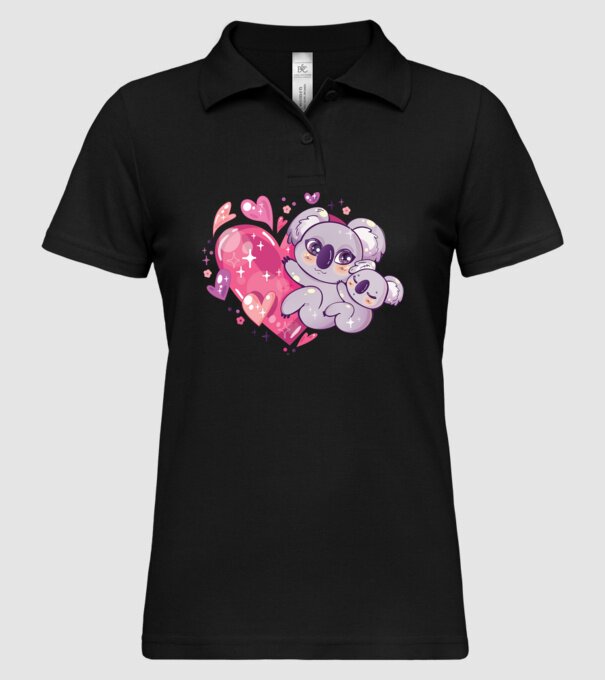 Koala drăguță Anime model negru pe tricou
