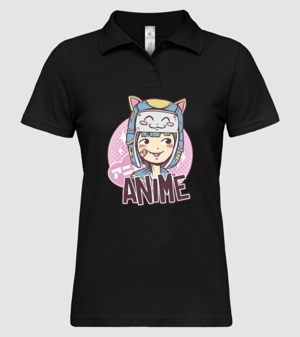 Fată drăguță Anime model negru pe tricou