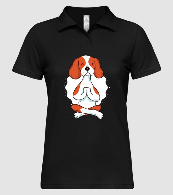 Yoga Drăguț Câine Beagle model negru pe tricou