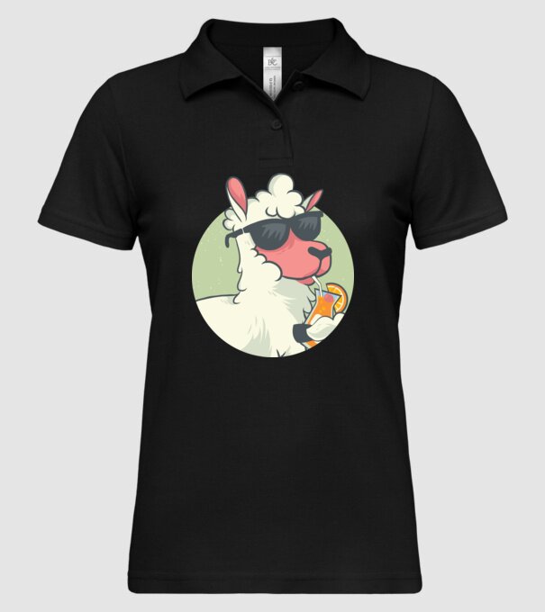 Lama drăguț cu cocktail tricou amuzant model negru pe tricou