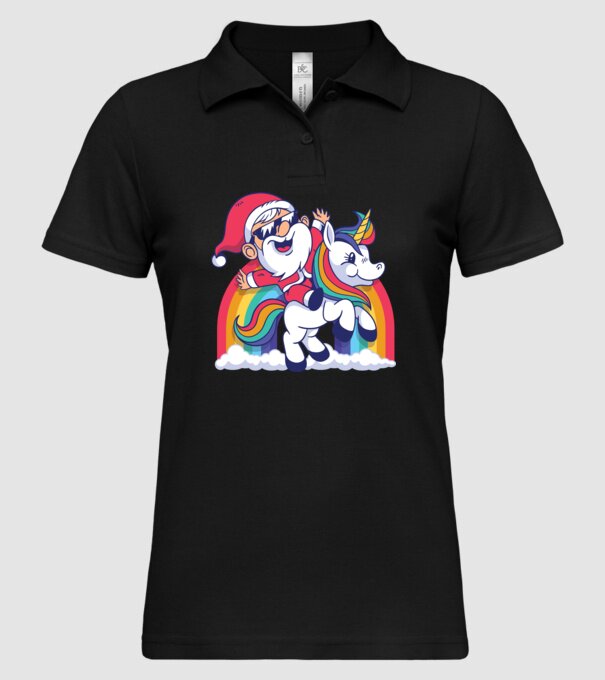 Moș Crăciun Drăguț Unicorn tricou model negru pe tricou