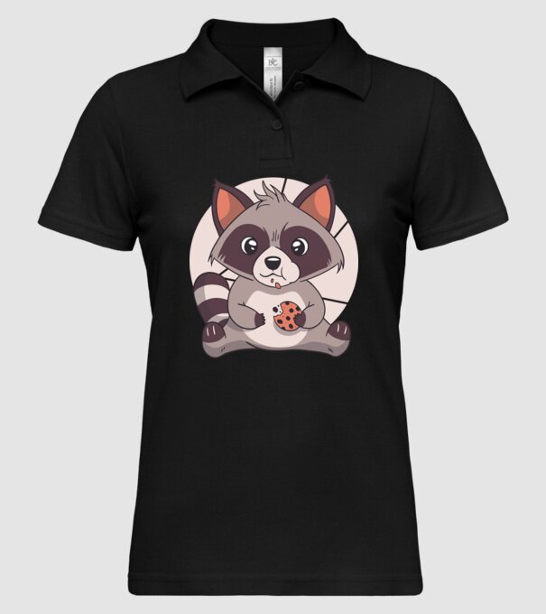 Tricou raton drăguț mâncând biscuiți model negru pe tricou