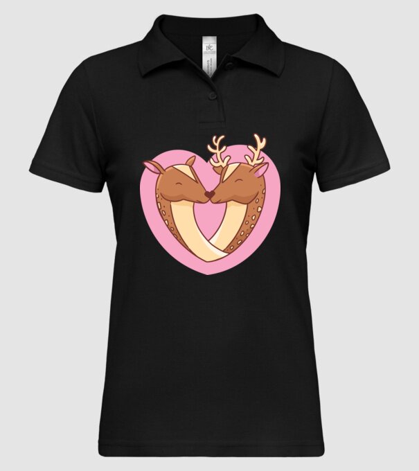 Căprioară și cerb drăguț model negru pe tricou
